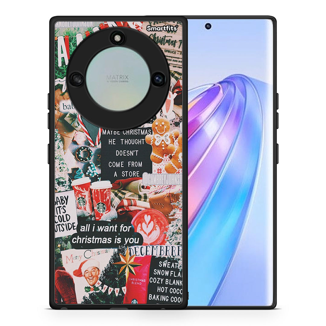 Θήκη Honor X40 Christmas Happiness από τη Smartfits με σχέδιο στο πίσω μέρος και μαύρο περίβλημα | Honor X40 Christmas Happiness case with colorful back and black bezels