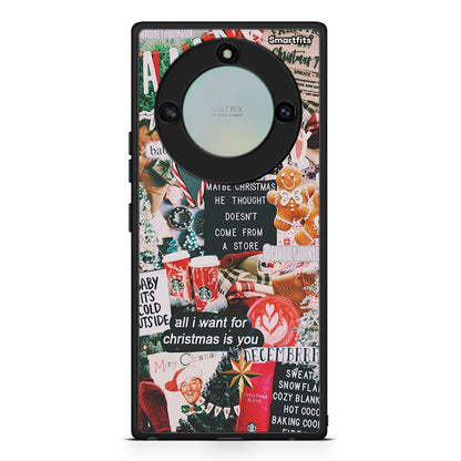 Honor X40 Christmas Happiness θήκη από τη Smartfits με σχέδιο στο πίσω μέρος και μαύρο περίβλημα | Smartphone case with colorful back and black bezels by Smartfits