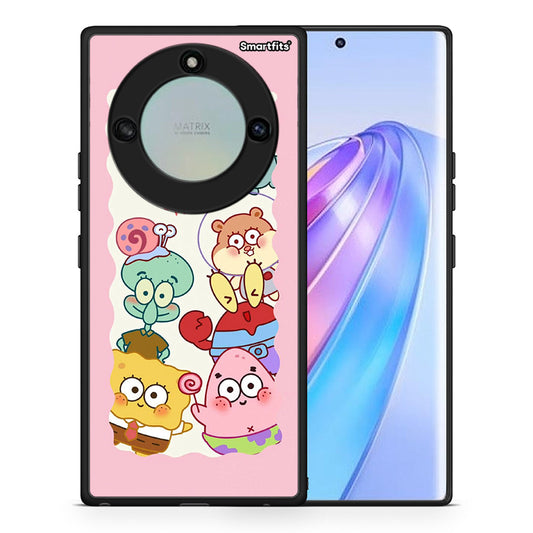 Θήκη Honor X40 Cute Companion από τη Smartfits με σχέδιο στο πίσω μέρος και μαύρο περίβλημα | Honor X40 Cute Companion case with colorful back and black bezels