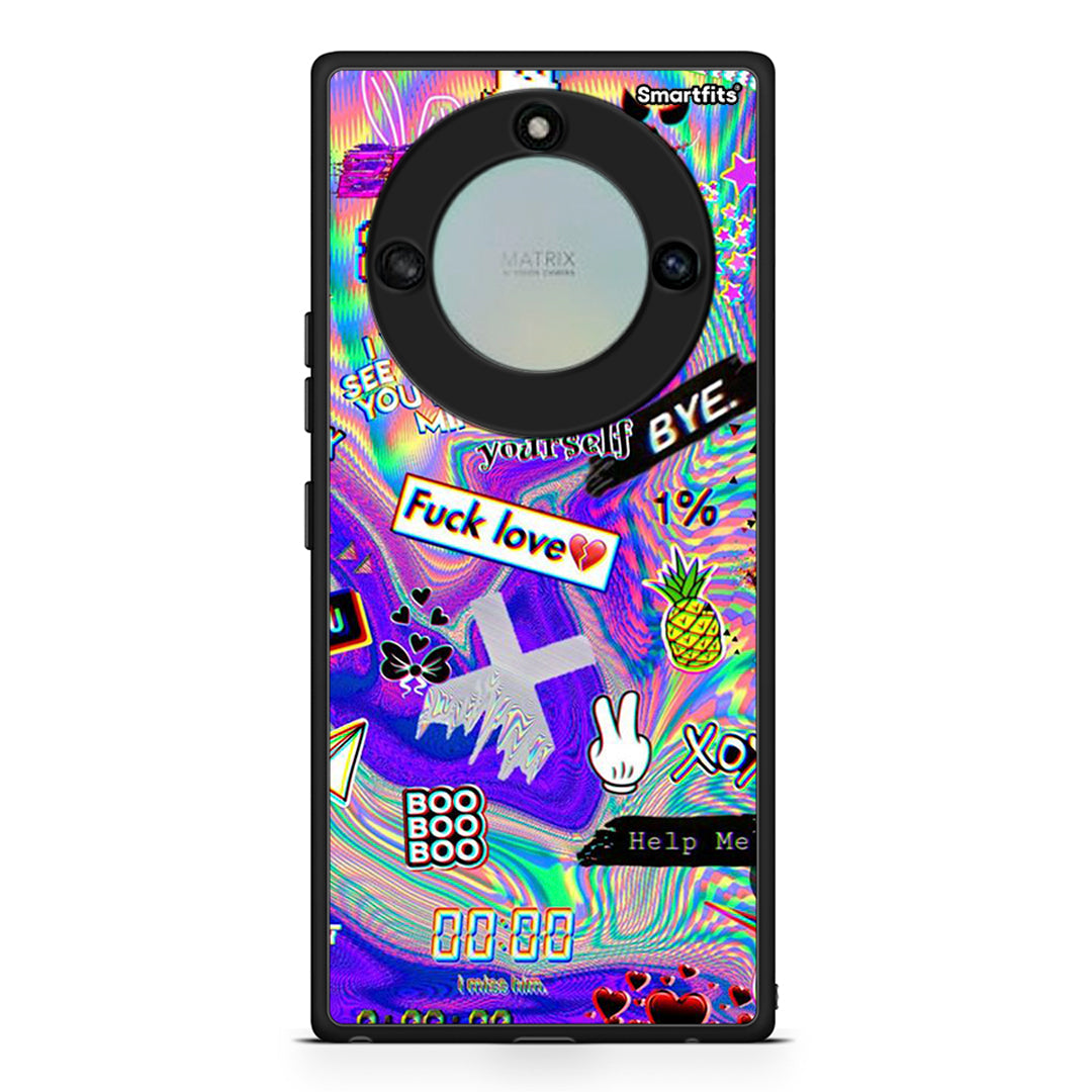 Honor X40 Game Over θήκη από τη Smartfits με σχέδιο στο πίσω μέρος και μαύρο περίβλημα | Smartphone case with colorful back and black bezels by Smartfits