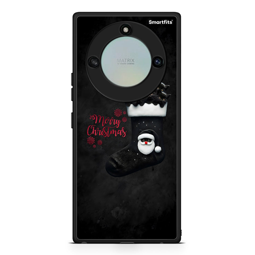 Honor X40 Merry Cat Christmas θήκη από τη Smartfits με σχέδιο στο πίσω μέρος και μαύρο περίβλημα | Smartphone case with colorful back and black bezels by Smartfits