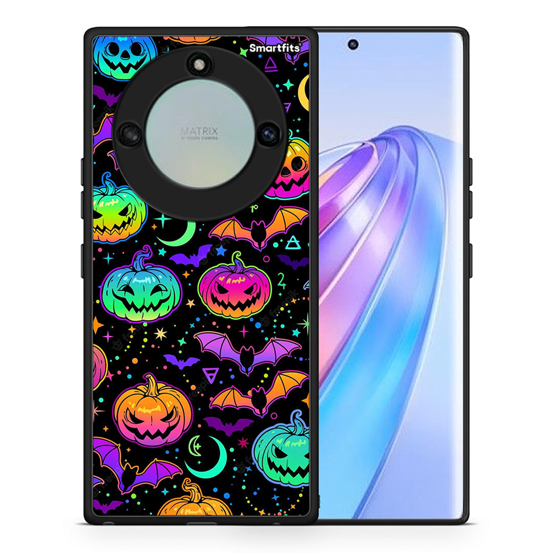 Θήκη Honor X40 Neon Halloween από τη Smartfits με σχέδιο στο πίσω μέρος και μαύρο περίβλημα | Honor X40 Neon Halloween case with colorful back and black bezels
