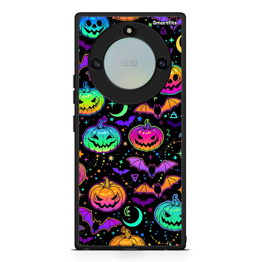 Honor X40 Neon Halloween θήκη από τη Smartfits με σχέδιο στο πίσω μέρος και μαύρο περίβλημα | Smartphone case with colorful back and black bezels by Smartfits
