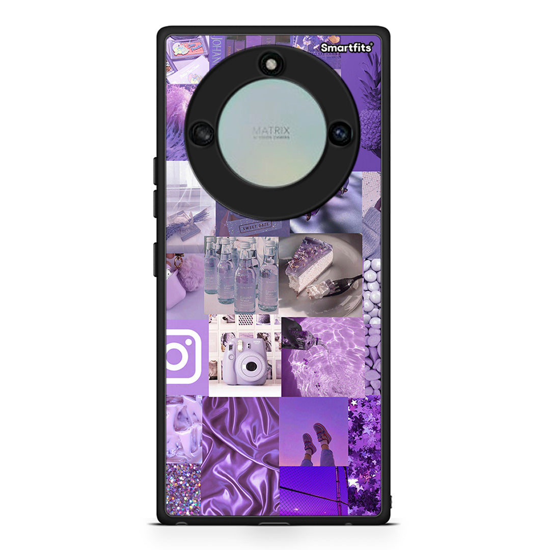 Honor X40 Purple Aesthetic Collage θήκη από τη Smartfits με σχέδιο στο πίσω μέρος και μαύρο περίβλημα | Smartphone case with colorful back and black bezels by Smartfits