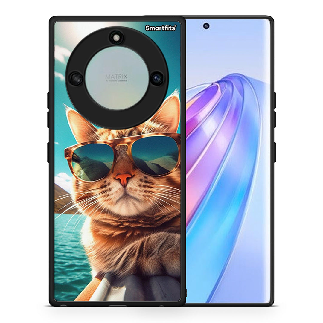 Θήκη Honor X40 Summer Cat από τη Smartfits με σχέδιο στο πίσω μέρος και μαύρο περίβλημα | Honor X40 Summer Cat case with colorful back and black bezels