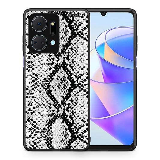 Θήκη Honor X7a White Snake Animal από τη Smartfits με σχέδιο στο πίσω μέρος και μαύρο περίβλημα | Honor X7a White Snake Animal case with colorful back and black bezels