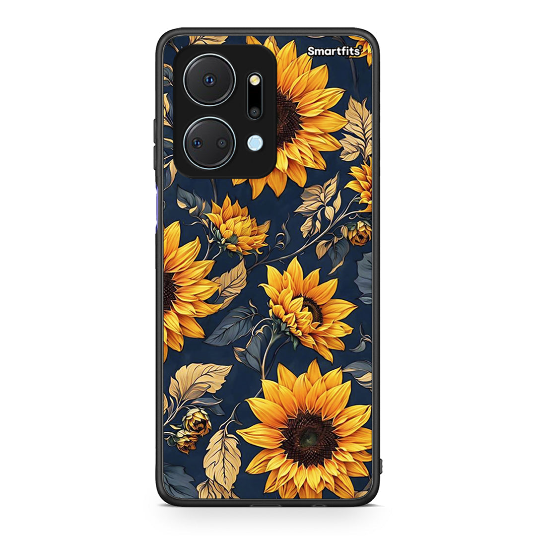 Honor X7a Autumn Sunflowers Θήκη από τη Smartfits με σχέδιο στο πίσω μέρος και μαύρο περίβλημα | Smartphone case with colorful back and black bezels by Smartfits