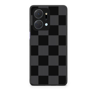 Θήκη Honor X7a Black and Charcoal Striped Checks από τη Smartfits με σχέδιο στο πίσω μέρος και μαύρο περίβλημα | Honor X7a Black and Charcoal Striped Checks case with colorful back and black bezels