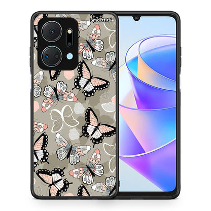 Θήκη Honor X7a Butterflies Boho από τη Smartfits με σχέδιο στο πίσω μέρος και μαύρο περίβλημα | Honor X7a Butterflies Boho case with colorful back and black bezels