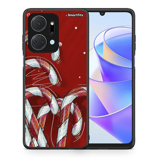 Θήκη Honor X7a Candy Cane από τη Smartfits με σχέδιο στο πίσω μέρος και μαύρο περίβλημα | Honor X7a Candy Cane case with colorful back and black bezels