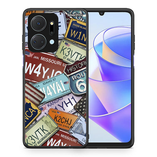 Θήκη Honor X7a Car Plates από τη Smartfits με σχέδιο στο πίσω μέρος και μαύρο περίβλημα | Honor X7a Car Plates case with colorful back and black bezels