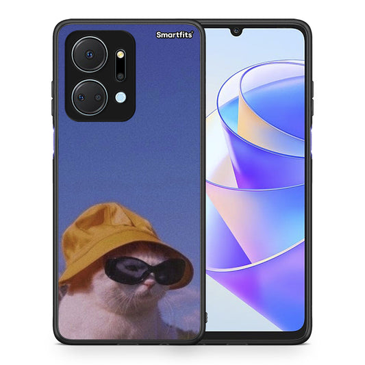 Θήκη Honor X7a Cat Diva από τη Smartfits με σχέδιο στο πίσω μέρος και μαύρο περίβλημα | Honor X7a Cat Diva case with colorful back and black bezels