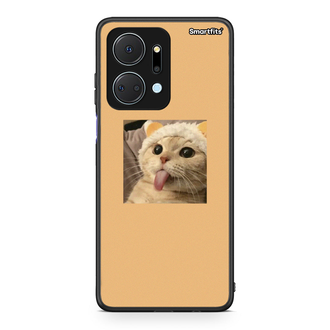 Honor X7a Cat Tongue θήκη από τη Smartfits με σχέδιο στο πίσω μέρος και μαύρο περίβλημα | Smartphone case with colorful back and black bezels by Smartfits