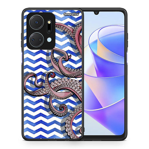 Θήκη Honor X7a Chevron Devilfish από τη Smartfits με σχέδιο στο πίσω μέρος και μαύρο περίβλημα | Honor X7a Chevron Devilfish case with colorful back and black bezels