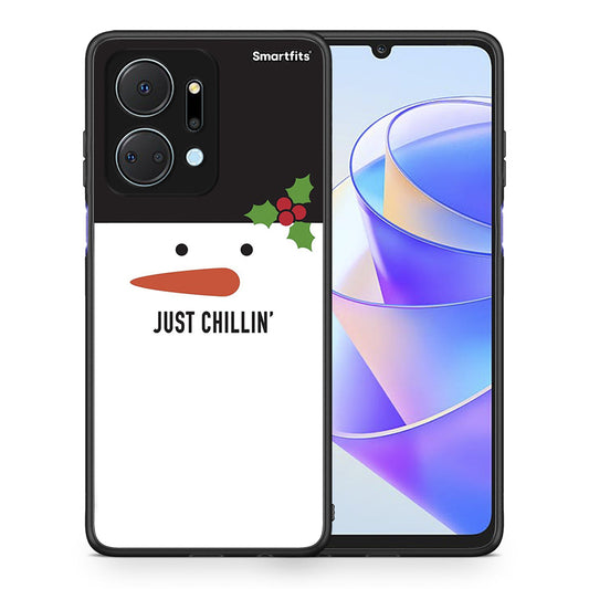 Θήκη Honor X7a Christmas Chillin από τη Smartfits με σχέδιο στο πίσω μέρος και μαύρο περίβλημα | Honor X7a Christmas Chillin case with colorful back and black bezels