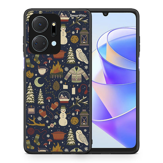 Θήκη Honor X7a Christmas Elements από τη Smartfits με σχέδιο στο πίσω μέρος και μαύρο περίβλημα | Honor X7a Christmas Elements case with colorful back and black bezels