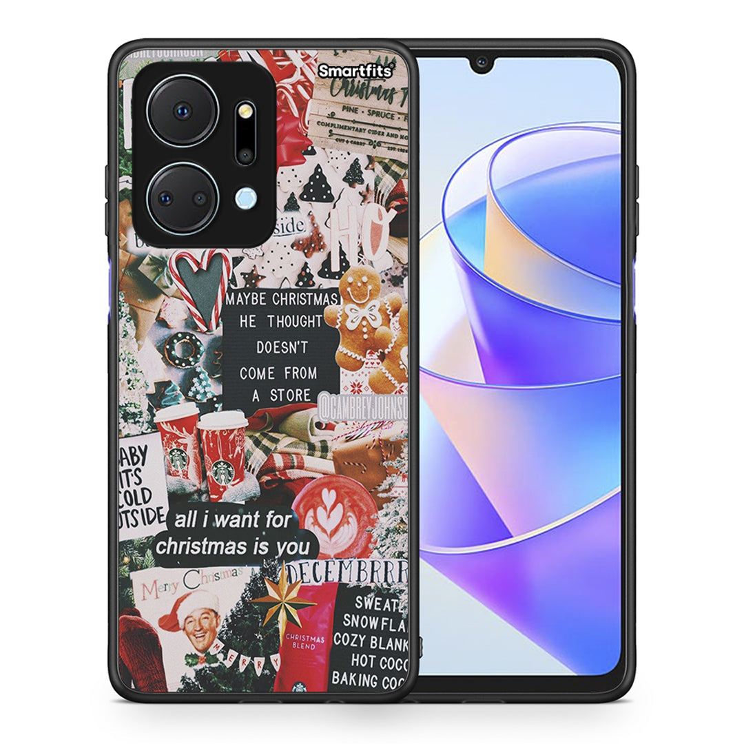 Θήκη Honor X7a Christmas Happiness από τη Smartfits με σχέδιο στο πίσω μέρος και μαύρο περίβλημα | Honor X7a Christmas Happiness case with colorful back and black bezels