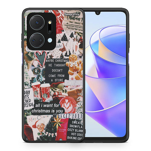 Θήκη Honor X7a Christmas Happiness από τη Smartfits με σχέδιο στο πίσω μέρος και μαύρο περίβλημα | Honor X7a Christmas Happiness case with colorful back and black bezels