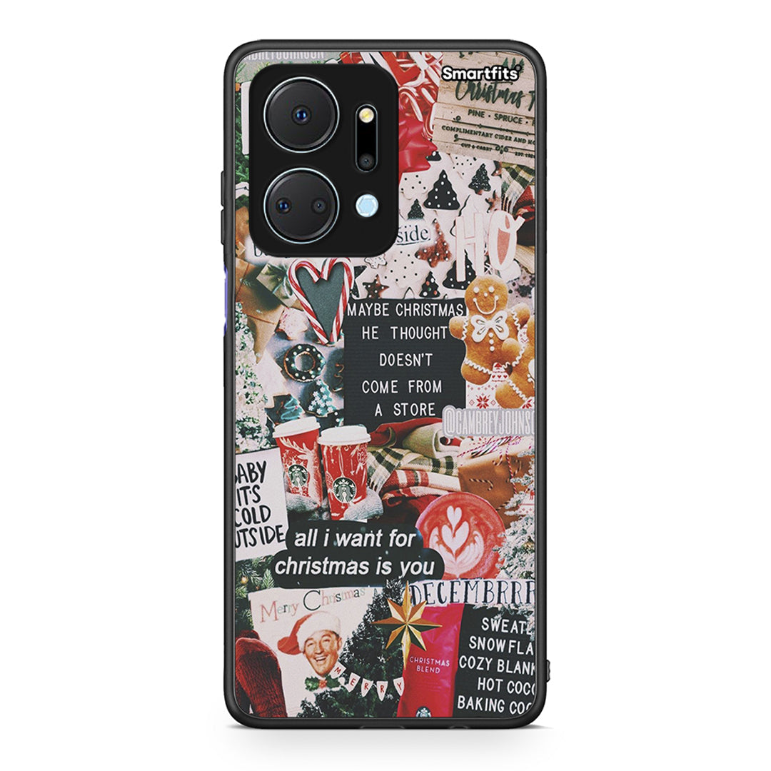 Honor X7a Christmas Happiness θήκη από τη Smartfits με σχέδιο στο πίσω μέρος και μαύρο περίβλημα | Smartphone case with colorful back and black bezels by Smartfits
