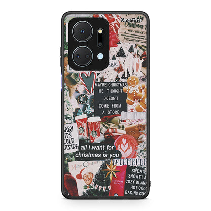 Honor X7a Christmas Happiness θήκη από τη Smartfits με σχέδιο στο πίσω μέρος και μαύρο περίβλημα | Smartphone case with colorful back and black bezels by Smartfits