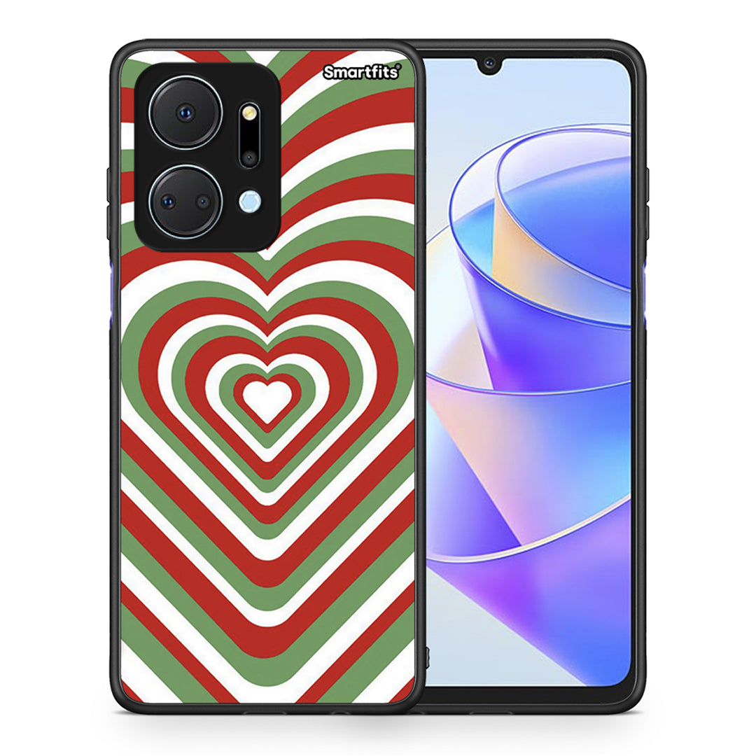 Θήκη Honor X7a Christmas Hearts από τη Smartfits με σχέδιο στο πίσω μέρος και μαύρο περίβλημα | Honor X7a Christmas Hearts case with colorful back and black bezels