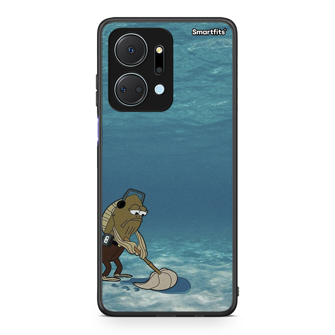 Honor X7a Clean The Ocean Θήκη από τη Smartfits με σχέδιο στο πίσω μέρος και μαύρο περίβλημα | Smartphone case with colorful back and black bezels by Smartfits