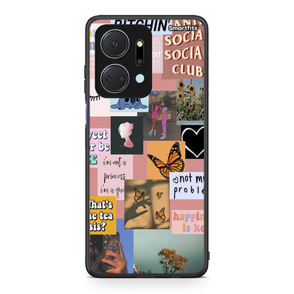 Honor X7a Collage Bitchin Θήκη Αγίου Βαλεντίνου από τη Smartfits με σχέδιο στο πίσω μέρος και μαύρο περίβλημα | Smartphone case with colorful back and black bezels by Smartfits