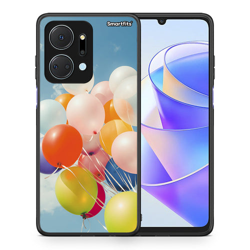 Θήκη Honor X7a Colorful Balloons από τη Smartfits με σχέδιο στο πίσω μέρος και μαύρο περίβλημα | Honor X7a Colorful Balloons case with colorful back and black bezels