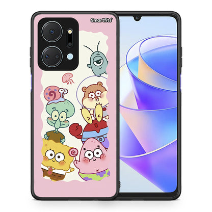 Θήκη Honor X7a Cute Companion από τη Smartfits με σχέδιο στο πίσω μέρος και μαύρο περίβλημα | Honor X7a Cute Companion case with colorful back and black bezels
