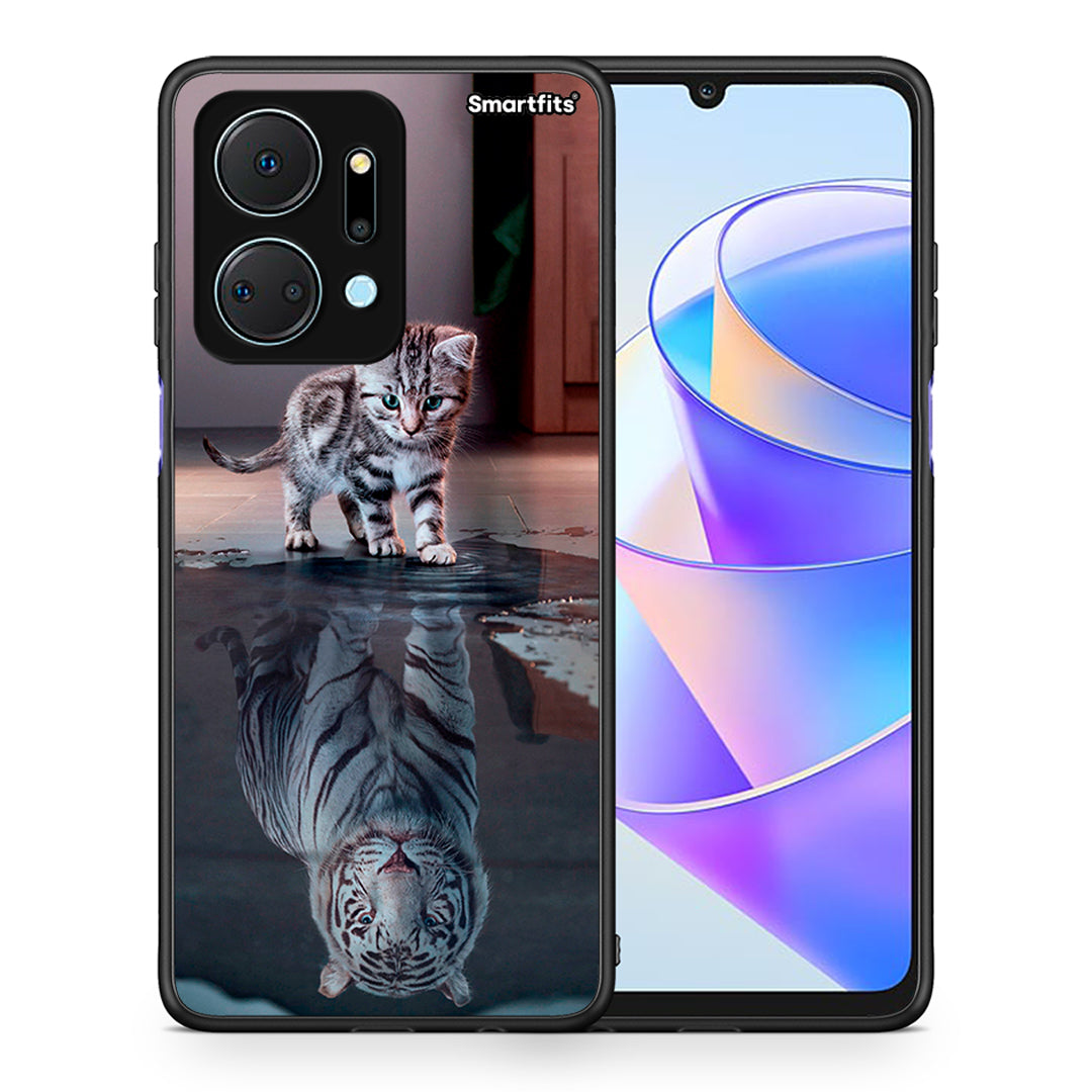 Θήκη Honor X7a Tiger Cute από τη Smartfits με σχέδιο στο πίσω μέρος και μαύρο περίβλημα | Honor X7a Tiger Cute case with colorful back and black bezels