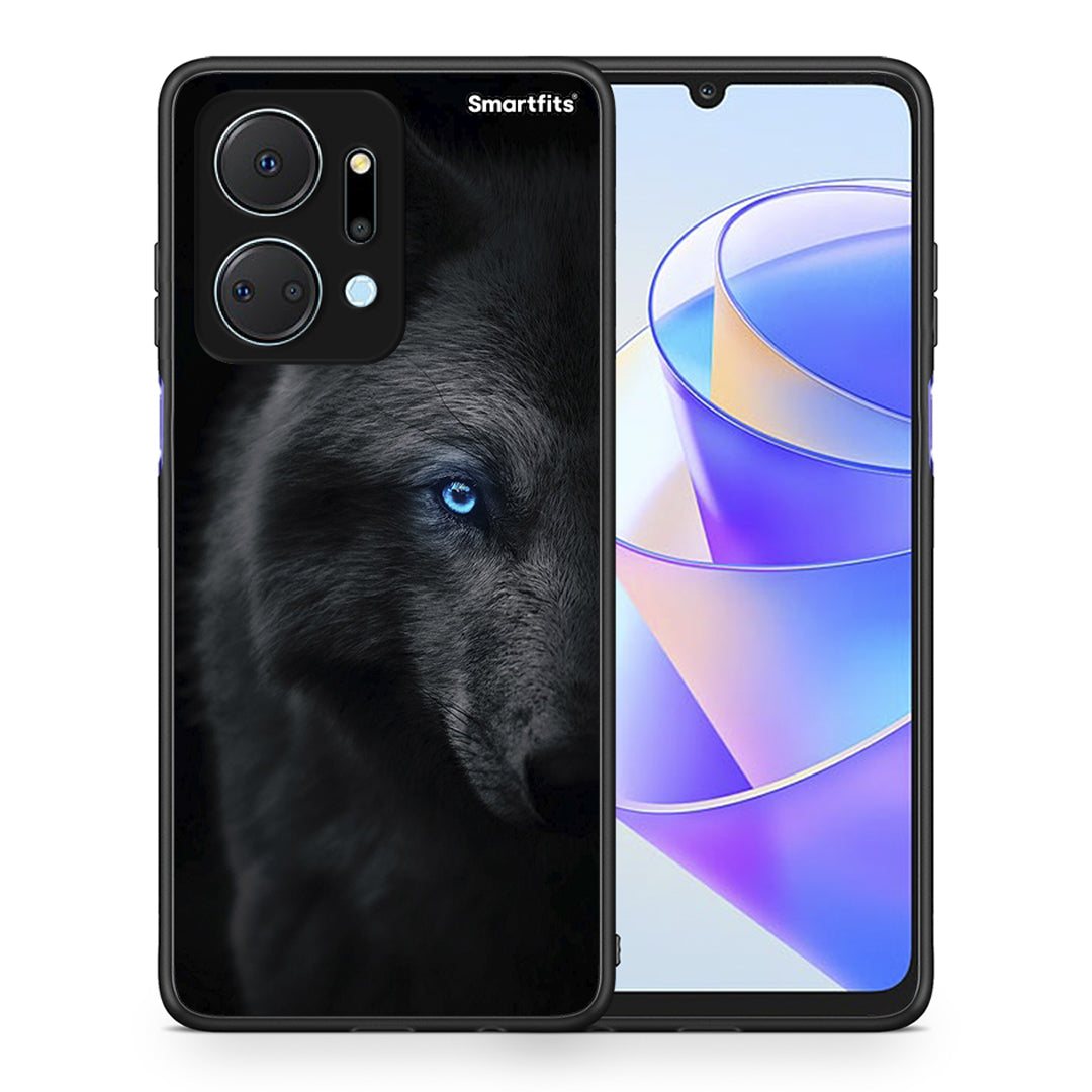 Θήκη Honor X7a Dark Wolf από τη Smartfits με σχέδιο στο πίσω μέρος και μαύρο περίβλημα | Honor X7a Dark Wolf case with colorful back and black bezels