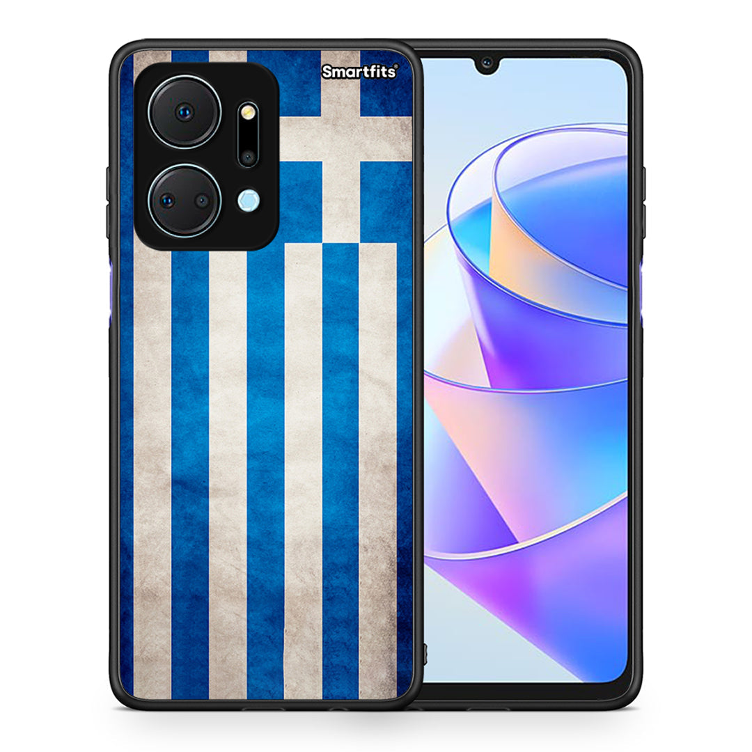 Θήκη Honor X7a Greek Flag από τη Smartfits με σχέδιο στο πίσω μέρος και μαύρο περίβλημα | Honor X7a Greek Flag case with colorful back and black bezels