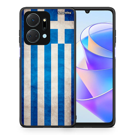 Θήκη Honor X7a Greek Flag από τη Smartfits με σχέδιο στο πίσω μέρος και μαύρο περίβλημα | Honor X7a Greek Flag case with colorful back and black bezels