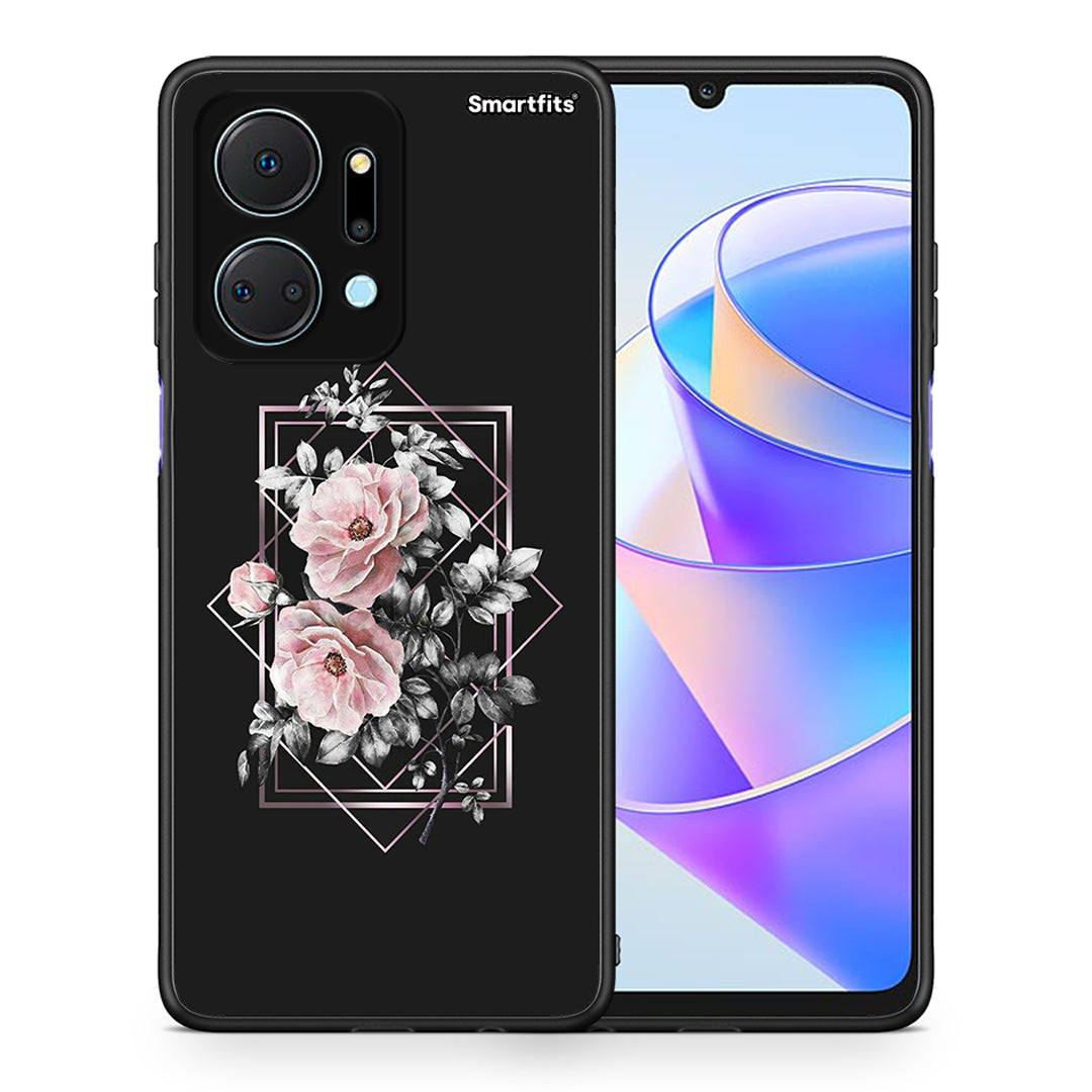 Θήκη Honor X7a Frame Flower από τη Smartfits με σχέδιο στο πίσω μέρος και μαύρο περίβλημα | Honor X7a Frame Flower case with colorful back and black bezels
