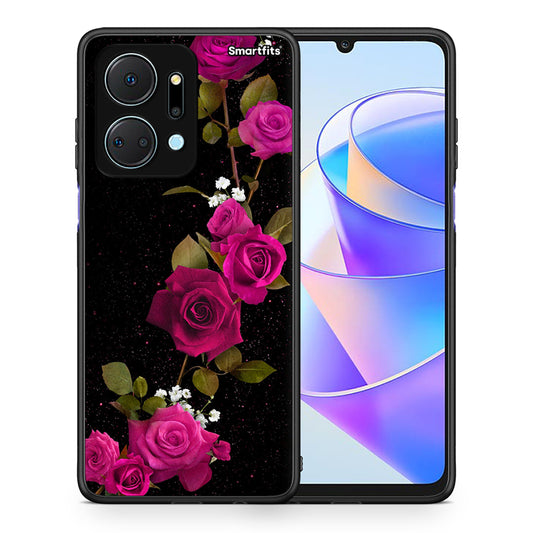 Θήκη Honor X7a Red Roses Flower από τη Smartfits με σχέδιο στο πίσω μέρος και μαύρο περίβλημα | Honor X7a Red Roses Flower case with colorful back and black bezels