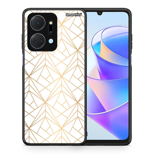 Θήκη Honor X7a Luxury White Geometric από τη Smartfits με σχέδιο στο πίσω μέρος και μαύρο περίβλημα | Honor X7a Luxury White Geometric case with colorful back and black bezels