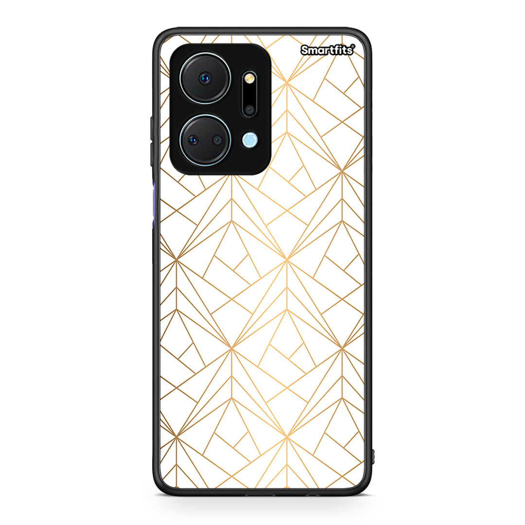 111 - Honor X7a Luxury White Geometric case, cover, bumper