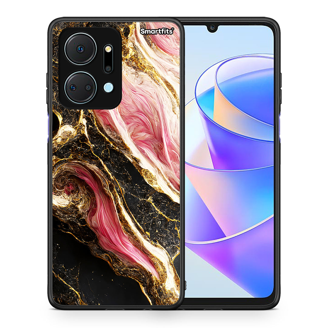 Θήκη Honor X7a Glamorous Pink Marble από τη Smartfits με σχέδιο στο πίσω μέρος και μαύρο περίβλημα | Honor X7a Glamorous Pink Marble case with colorful back and black bezels