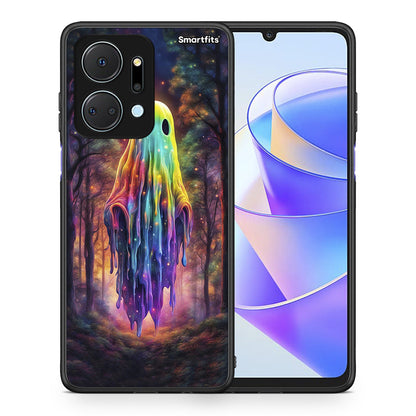 Θήκη Honor X7a Halloween Ghost από τη Smartfits με σχέδιο στο πίσω μέρος και μαύρο περίβλημα | Honor X7a Halloween Ghost case with colorful back and black bezels
