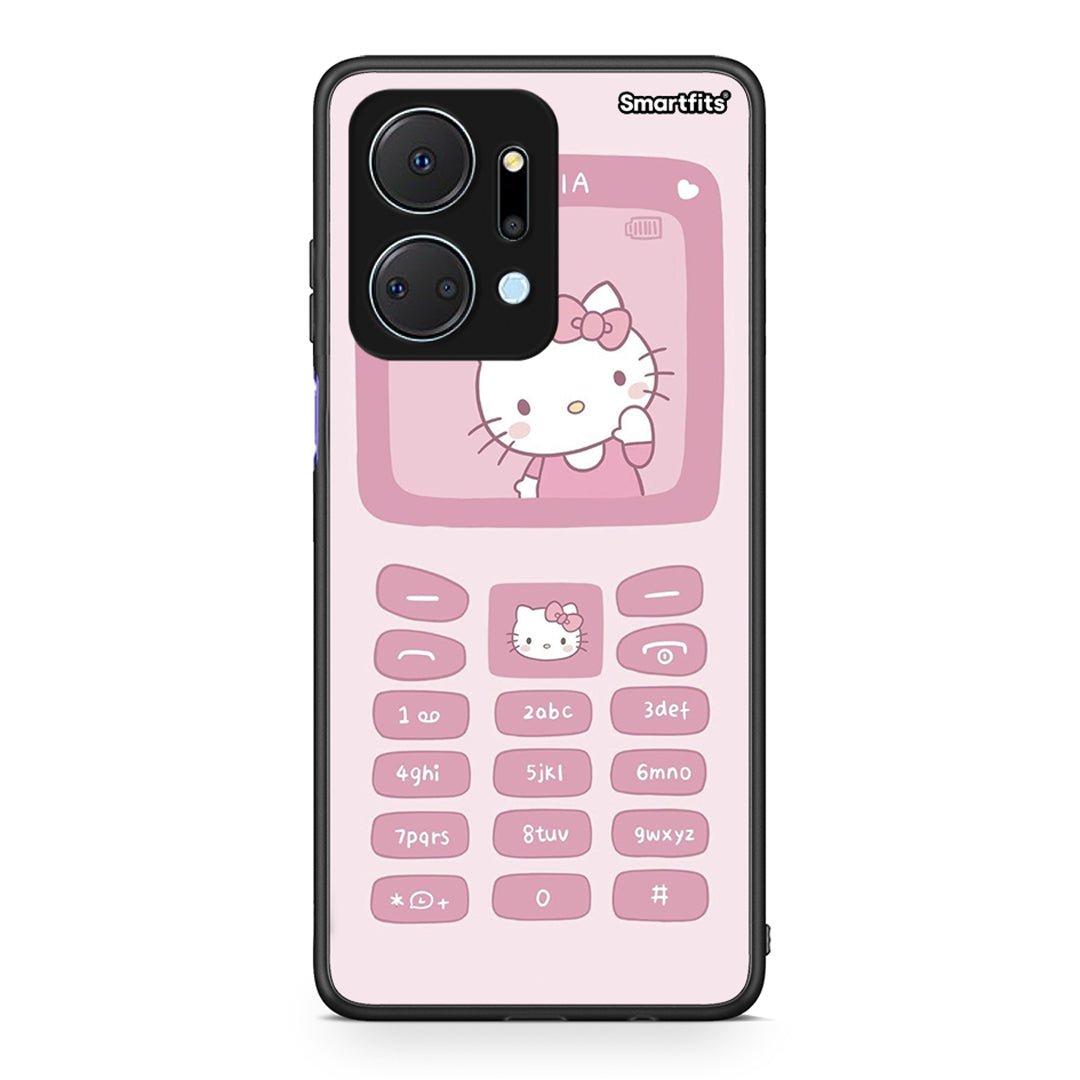 Honor X7a Hello Kitten Θήκη Αγίου Βαλεντίνου από τη Smartfits με σχέδιο στο πίσω μέρος και μαύρο περίβλημα | Smartphone case with colorful back and black bezels by Smartfits
