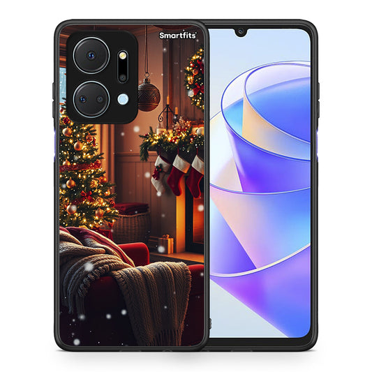 Θήκη Honor X7a Home For Christmas από τη Smartfits με σχέδιο στο πίσω μέρος και μαύρο περίβλημα | Honor X7a Home For Christmas case with colorful back and black bezels