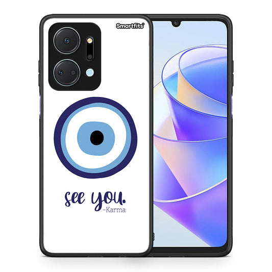 Θήκη Honor X7a Karma Says από τη Smartfits με σχέδιο στο πίσω μέρος και μαύρο περίβλημα | Honor X7a Karma Says case with colorful back and black bezels