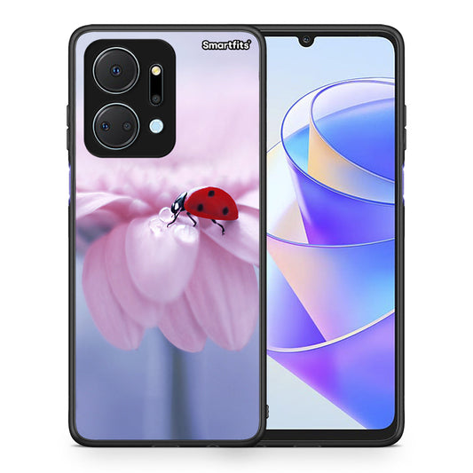 Θήκη Honor X7a Ladybug Flower από τη Smartfits με σχέδιο στο πίσω μέρος και μαύρο περίβλημα | Honor X7a Ladybug Flower case with colorful back and black bezels