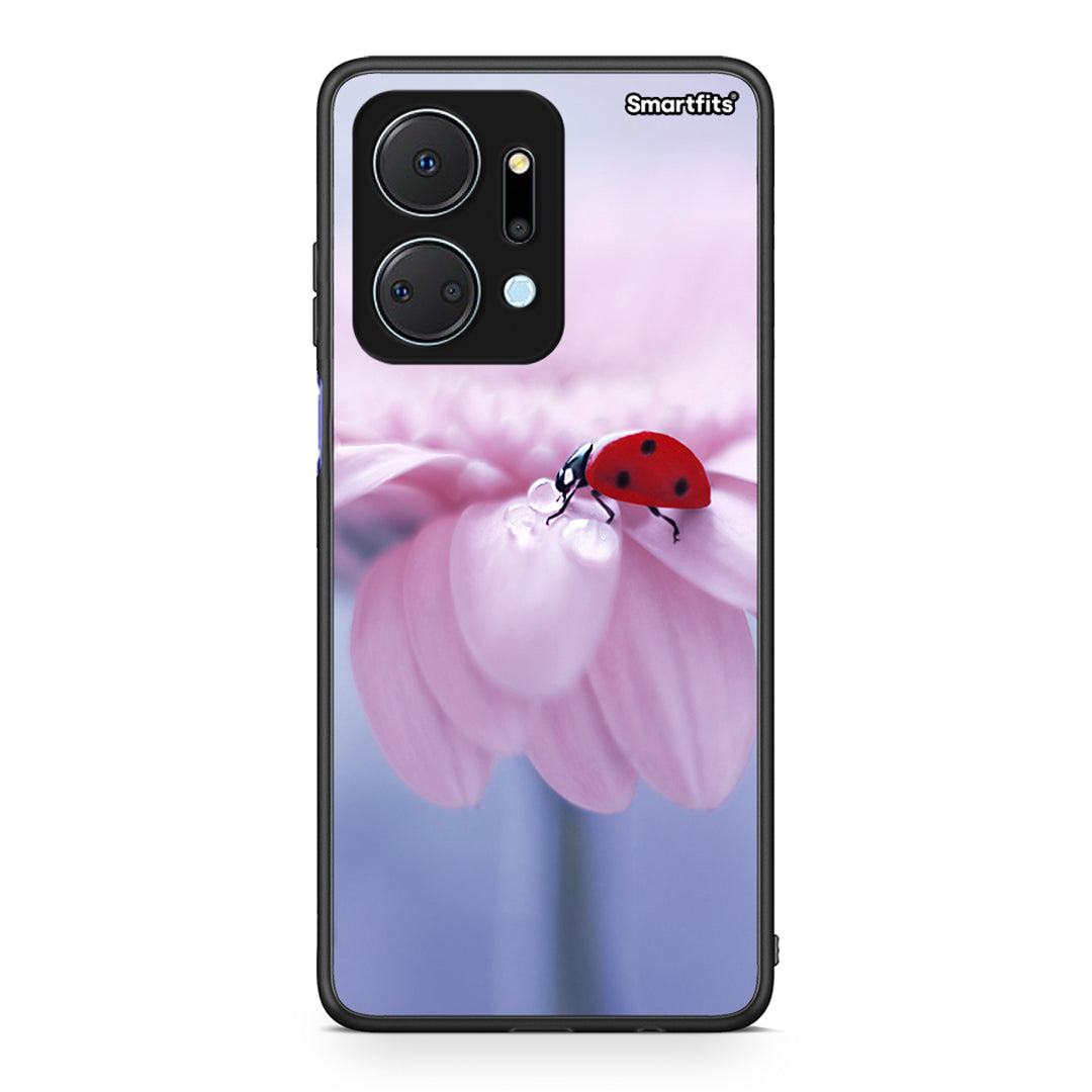 Honor X7a Ladybug Flower θήκη από τη Smartfits με σχέδιο στο πίσω μέρος και μαύρο περίβλημα | Smartphone case with colorful back and black bezels by Smartfits