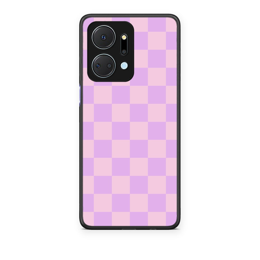 Θήκη Honor X7a Lavender and Pink Checkerboard από τη Smartfits με σχέδιο στο πίσω μέρος και μαύρο περίβλημα | Honor X7a Lavender and Pink Checkerboard case with colorful back and black bezels