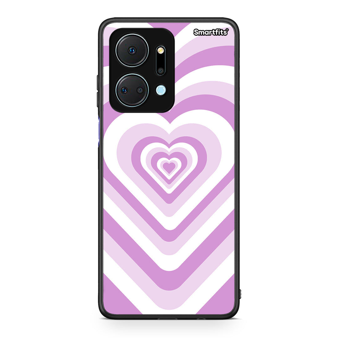 Honor X7a Lilac Hearts θήκη από τη Smartfits με σχέδιο στο πίσω μέρος και μαύρο περίβλημα | Smartphone case with colorful back and black bezels by Smartfits