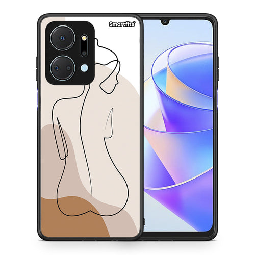 Θήκη Honor X7a LineArt Woman από τη Smartfits με σχέδιο στο πίσω μέρος και μαύρο περίβλημα | Honor X7a LineArt Woman case with colorful back and black bezels