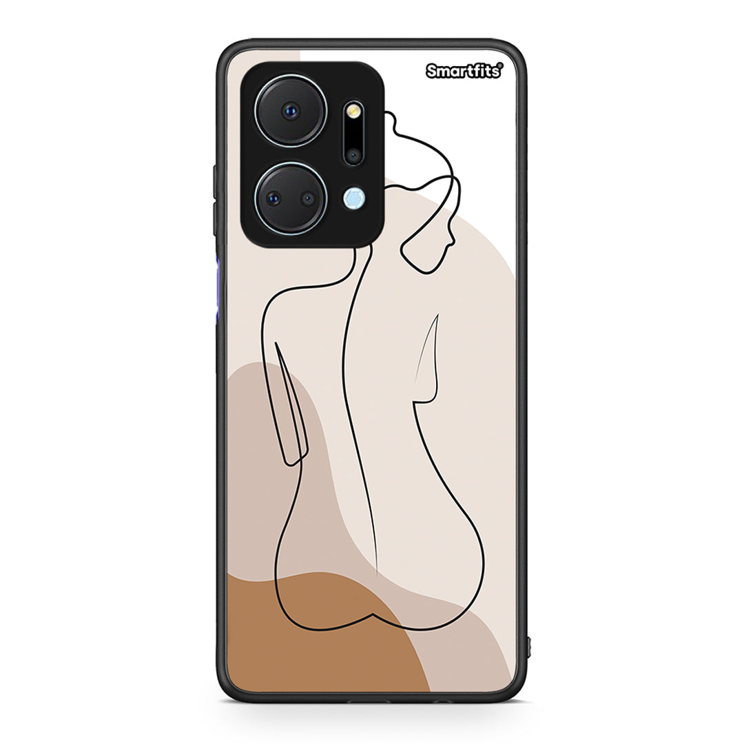 Honor X7a LineArt Woman θήκη από τη Smartfits με σχέδιο στο πίσω μέρος και μαύρο περίβλημα | Smartphone case with colorful back and black bezels by Smartfits