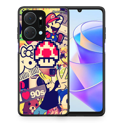 Θήκη Honor X7a Love The 90s από τη Smartfits με σχέδιο στο πίσω μέρος και μαύρο περίβλημα | Honor X7a Love The 90s case with colorful back and black bezels