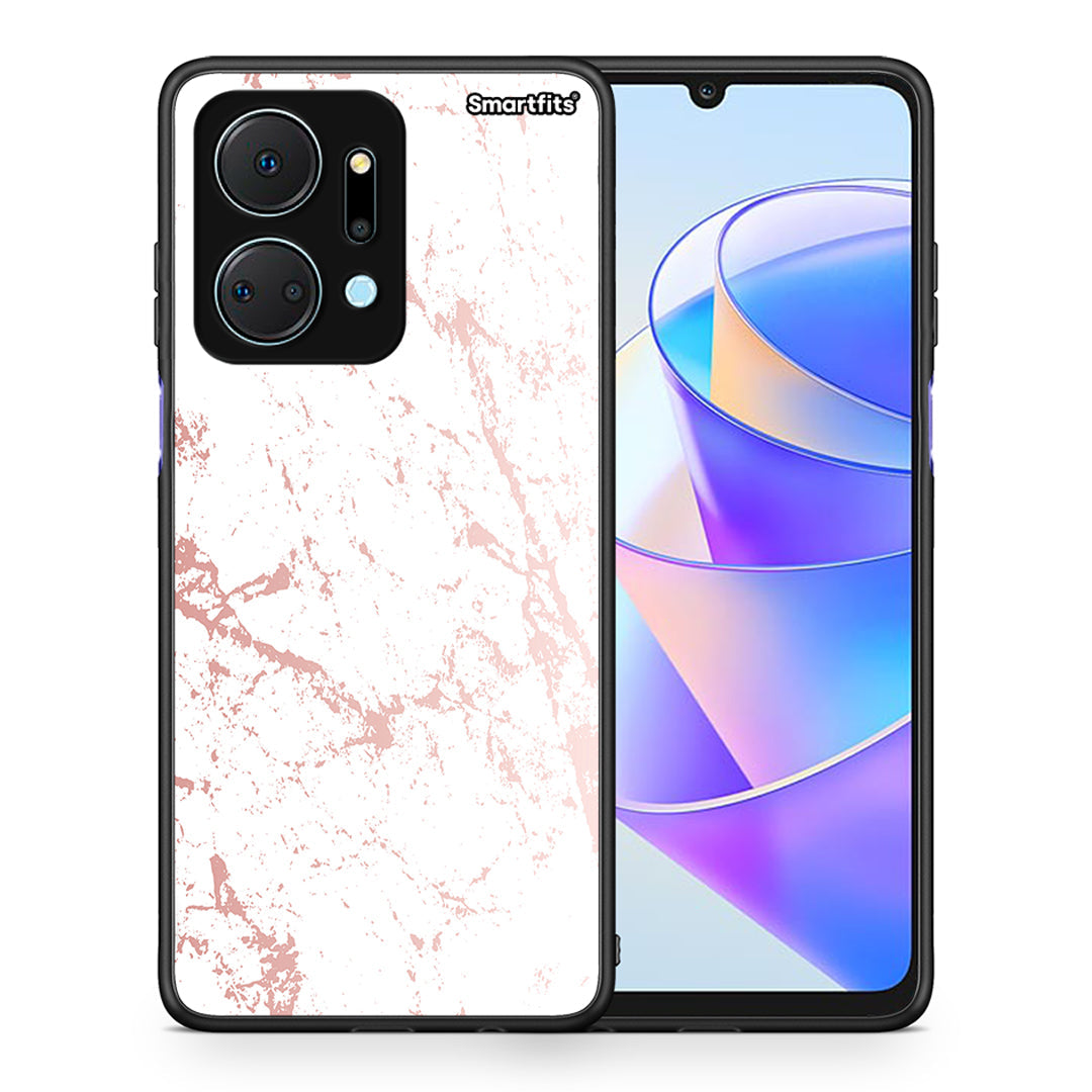 Θήκη Honor X7a Pink Splash Marble από τη Smartfits με σχέδιο στο πίσω μέρος και μαύρο περίβλημα | Honor X7a Pink Splash Marble case with colorful back and black bezels